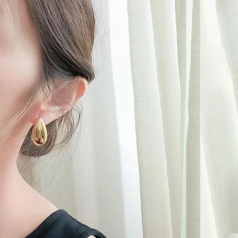 Elegant Gold Plated Waterdrop Earrings Minimalist Shiny Dangle Drop Earrings Versatile Fashion Jewelry For Women Daily Wear