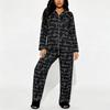 Women Thin Collared Long Sleeve Shirt And Long Pants Two Piece Sleepwear Loungewear