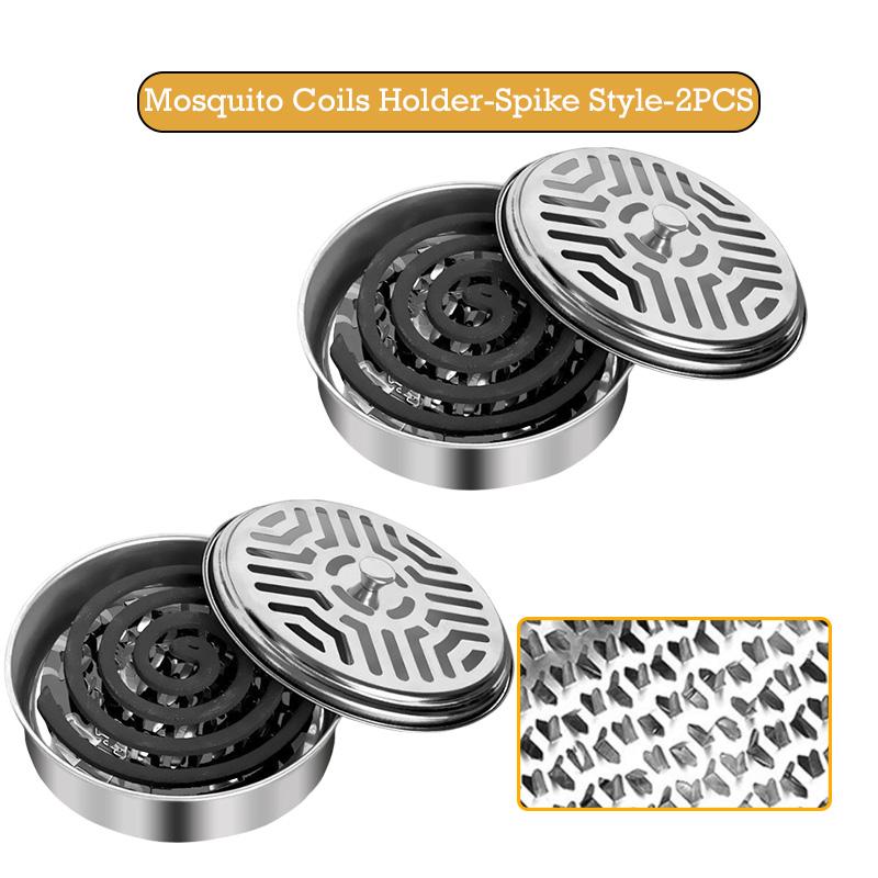 Stainless Steel Mosquito Incense Box with Lid Hollow Design Mosquito Coil Holder Indoor Outdoor Fireproof Mosquito Incense Tray