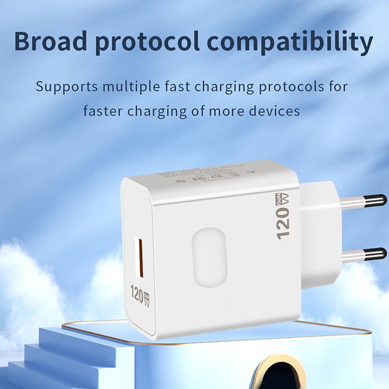 

120W Fast Charger Gan Usb Quick High Speed Charge 3.0 Adapter For All Phone Universal Cellphones 2025 Upgraded Version 6CM білий