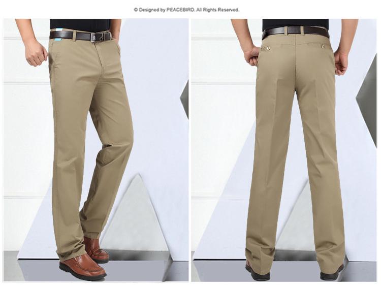 Men's Plus Size High Waist Cotton Work Pants - Summer Lightweight Casual & Formal Straight Leg Trousers for Middle-Aged & Elderly.