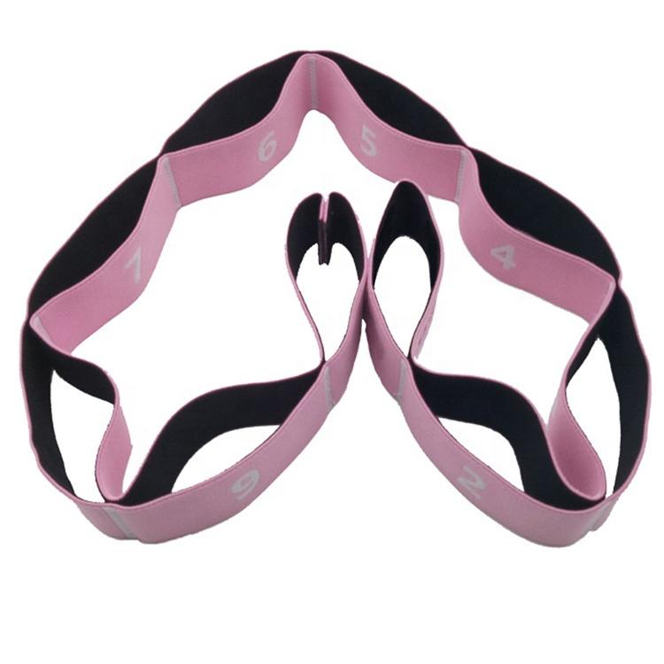 Double-Sided Pink Resistance Loop Gymnastic Dance Fitness Strap Long Elastic Nylon & Polyester Yoga Stretch Band