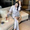 Pajamas women's ice silk spring and autumn new long-sleeved trousers ink painting satin high-end sweet wind loungewear suit