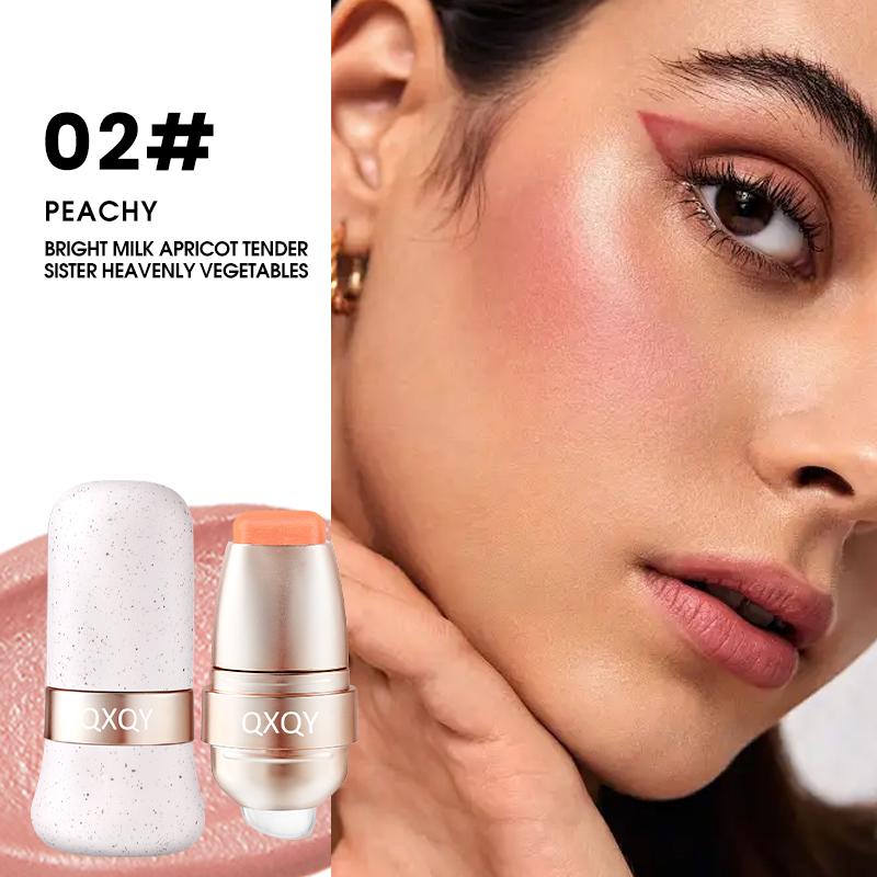 

Шелковистый многофункциональный стик для губ и щек - Стойкие кремовые румяна и бальзам для губ для легкого макияжа - Розовые энергичные румяна для лица