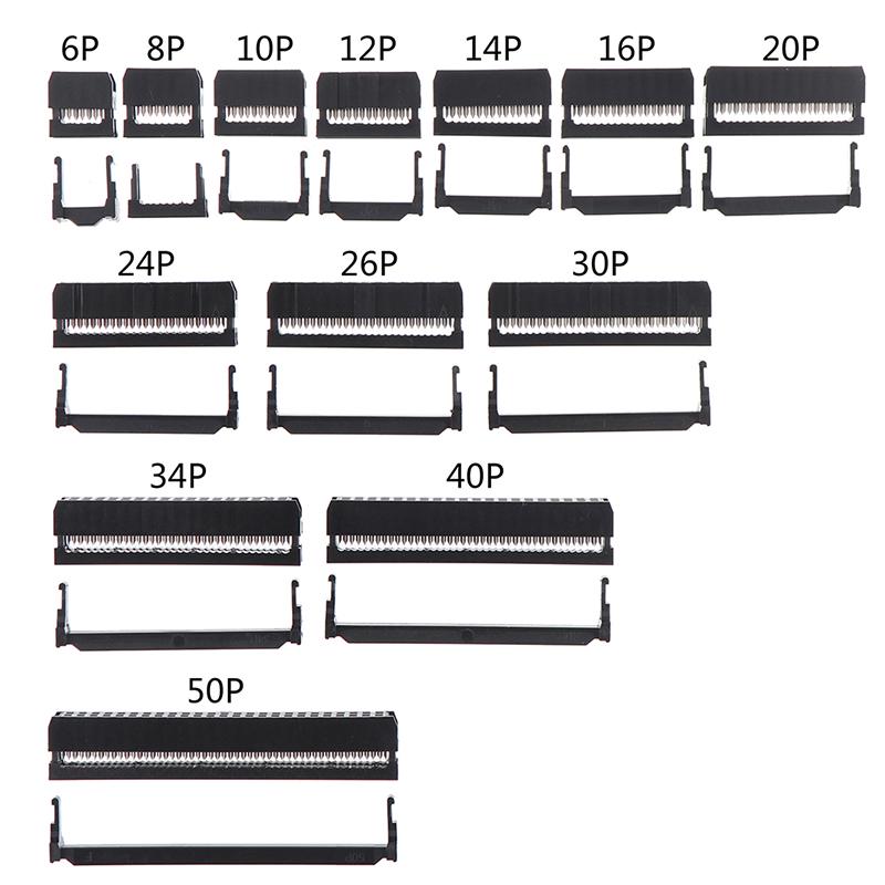 10Pcs 6/8/10/12/14-50Pin Idc Socket Plug Ribbon Cable Connector 2.54Mm Pitch