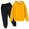 Solid Color Fashion Casual Children's Hoodie Sweatshirt Set for Autumn and Winter
