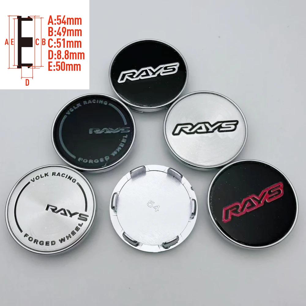 4pcs 54mm 49mm RAYS Logo Emblem Badge Car Wheel Center Caps Wheel Hub Centre Cover Rim Hubcaps Replace Car Styling Accessories