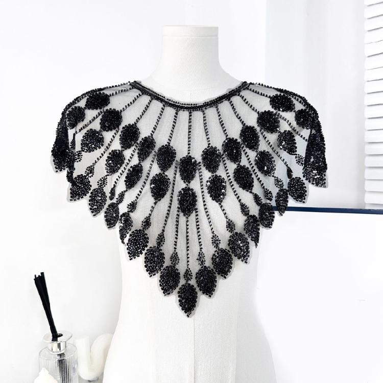 Embroidery Applique Sequins Beads Sew On Collar Patches Wedding Dress Applique For Wedding Dress Evening Gown Decoration