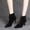 Fashion Ankle Boots for Women Stiletto Heel British Style Zip Woman Short Shoes Plain Comfortable and Elegant Footwear New In Pu Booties