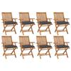 Chaises pliables de jardin avec coussins lot de 8 Teck solide
