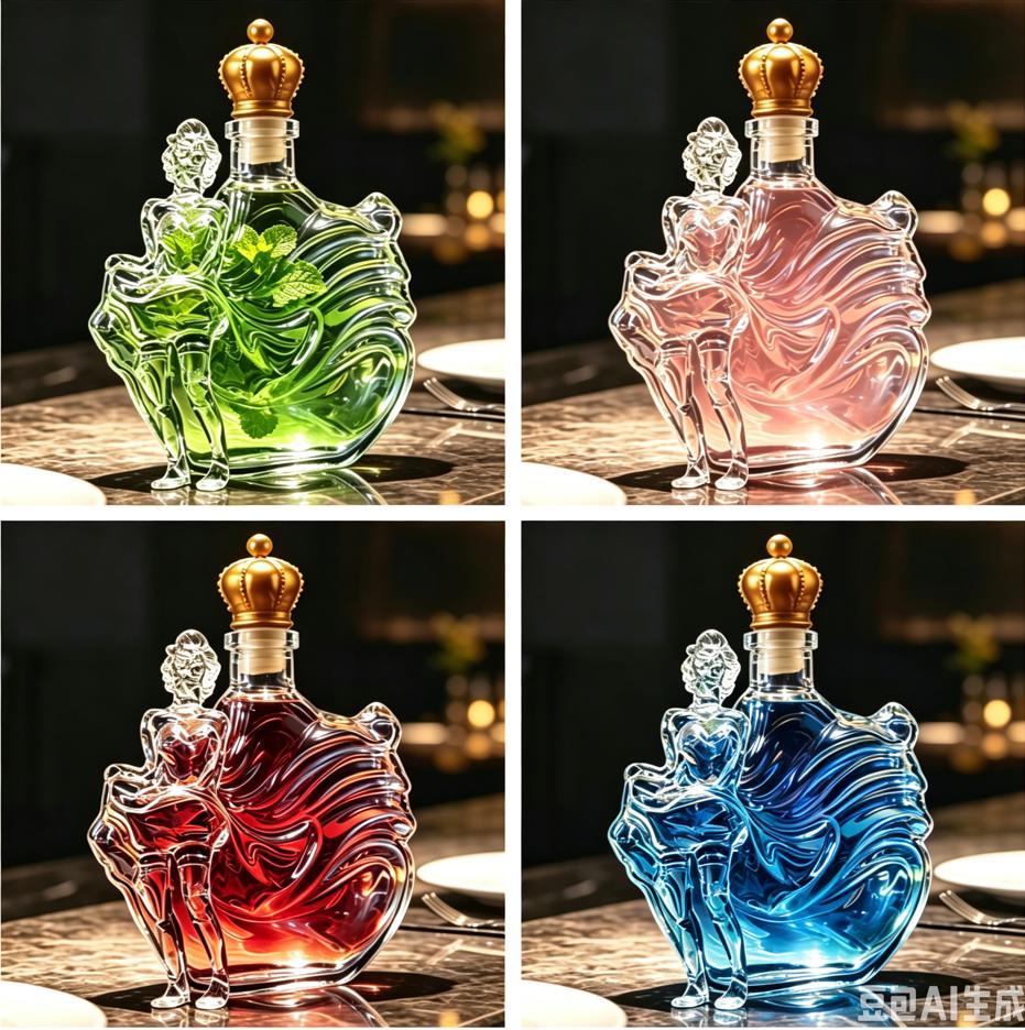 Unique Leakproof Glass Spirit Decanter Dancing Figure Crown Top Wine Whiskey Storage Bottle Special Housewarming Gift