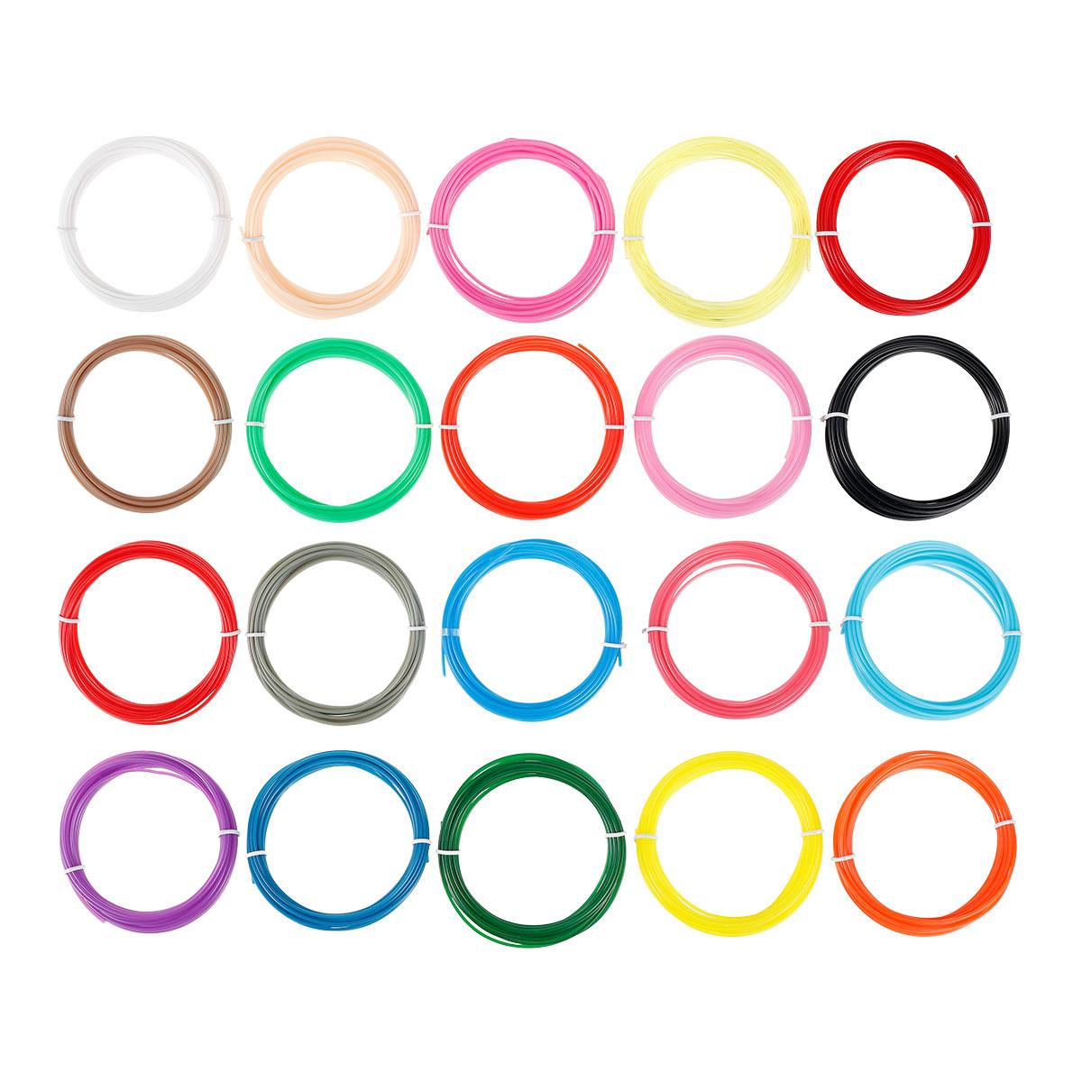 

20 цветов 3D-ручки филамент 1,75 мм PLA, каждого цвета по 10 футов(3m), Всего 16,4 фута Заправки для 3D ручки Нить для печати Нить PLA