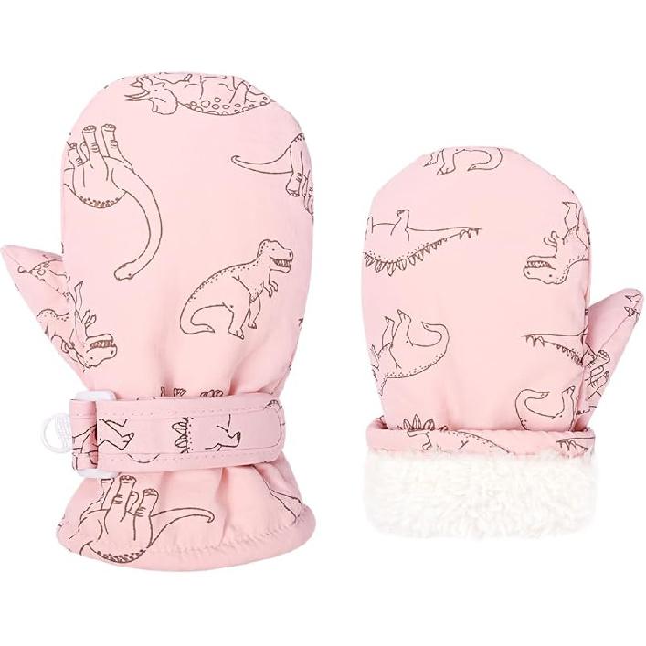 INOGIH Toddler Winter Warm Waterproof Mittens Outdoor Lined-Fleece Snow-Gloves for 2-8 Years Old