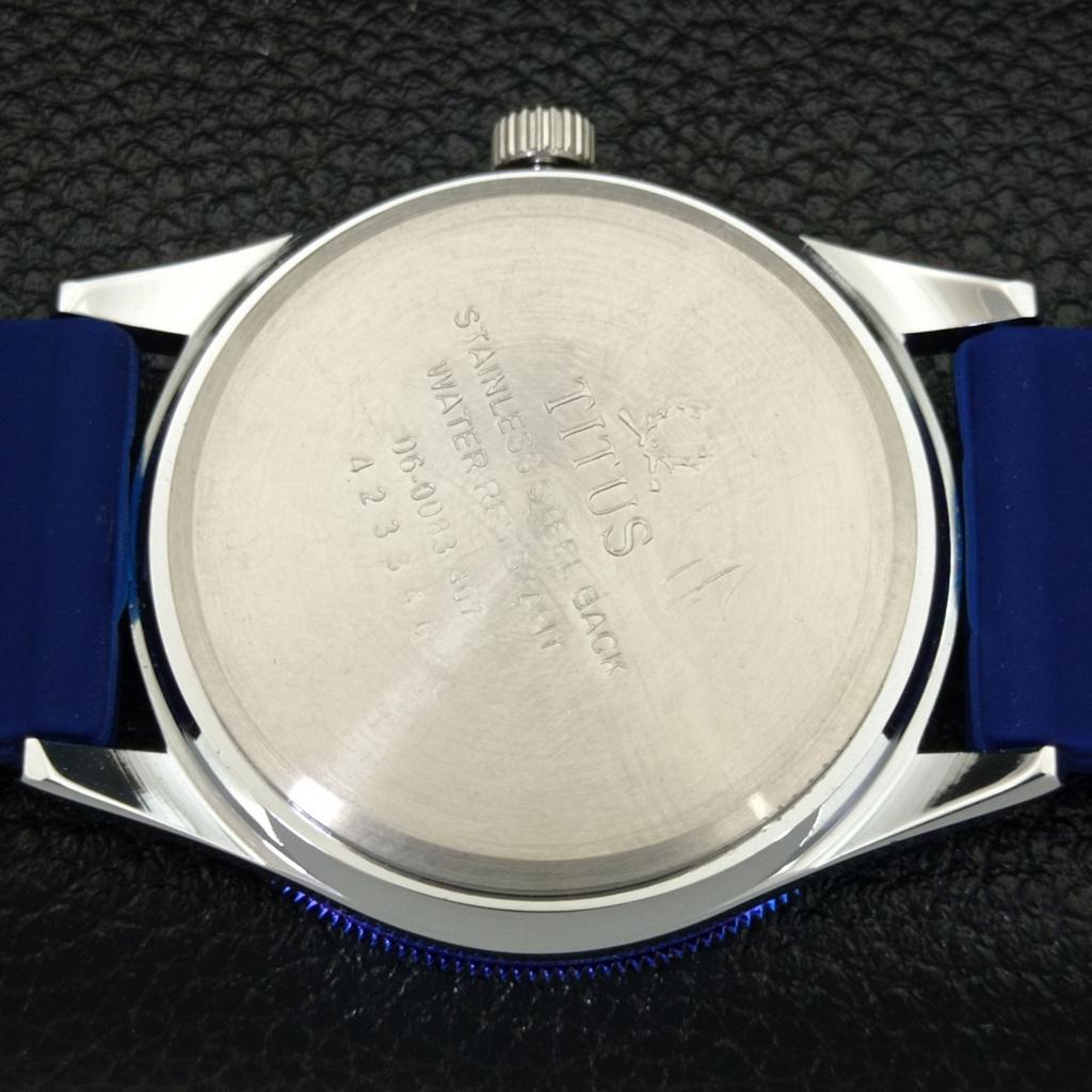 REFURBISHED MENS 40MM TITUS SWISS TURNABLE BEZEL BLUE DIAL WATCH a432735-2 R113-a432735