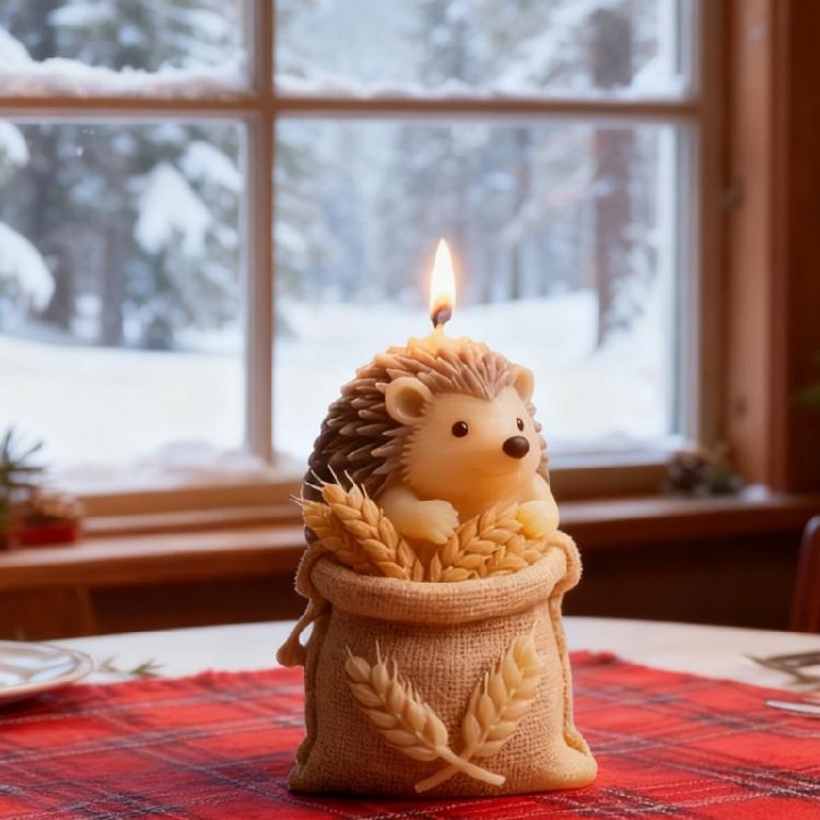 Cartoon Hedgehog with Wheat Bag Design Silicone Mold for Homemades Candle Making Food Grade Quick Releases Feature