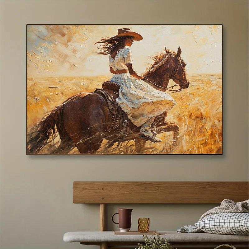 Western Cowboy Vintage Rustic Still Life Cowgirl Horse Posters and Prints Canvas Printing Wall Art Picture for Living Room Decor
