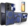 Case - E.F.CONNECTION - for Xiaomi Redmi 13C - Shockproof Protection - Rotating Stand - Tempered Glass