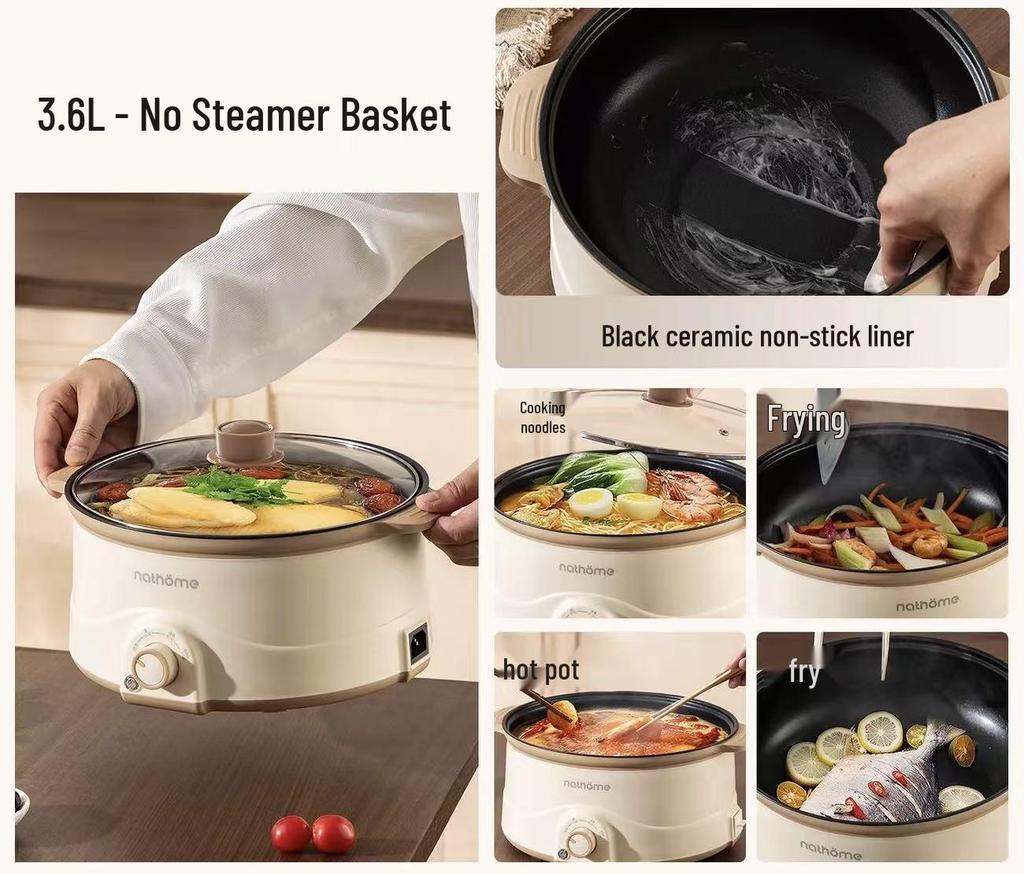 Wielofunkcyjny multicooker elektryczny All-in-One: Nieprzywierający multicooker, patelnia, urządzenie do gotowania jajek, wszechstronny garnek do gotowania do akademików i użytku domowego.