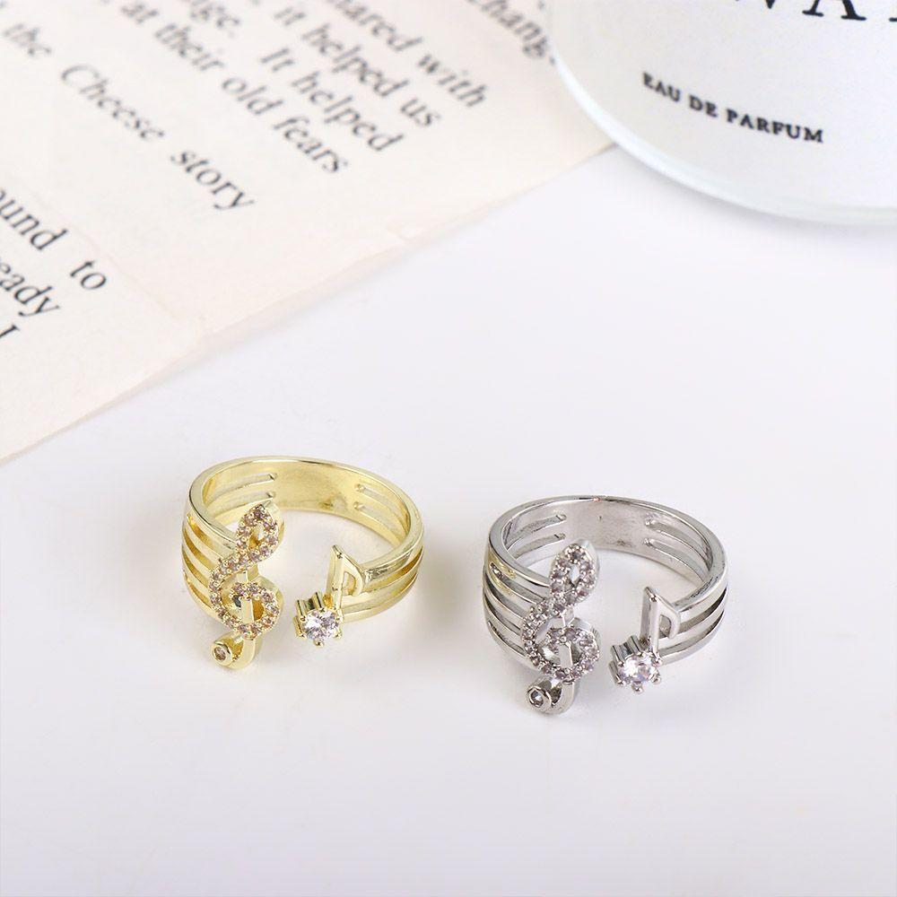 Adjustable Sweet Korean Style Rings Girls Gift Jewelry Accessories Geometric Rings Women Jewelry Music Note Rings Finger Buckle