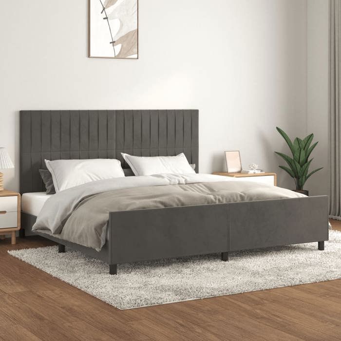 VidaXL Cadre de lit avec tête de lit Gris foncé 200x200 cm Velours3125898
