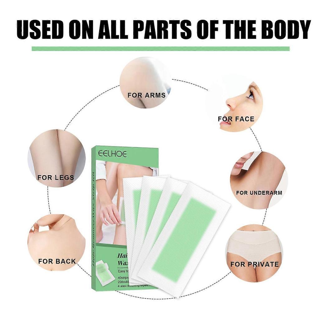 Hair Removal Wax Strips Kit Natural Hair Remover for Face, Eyebrow, Arms, Legs, Underarm, and Bikini