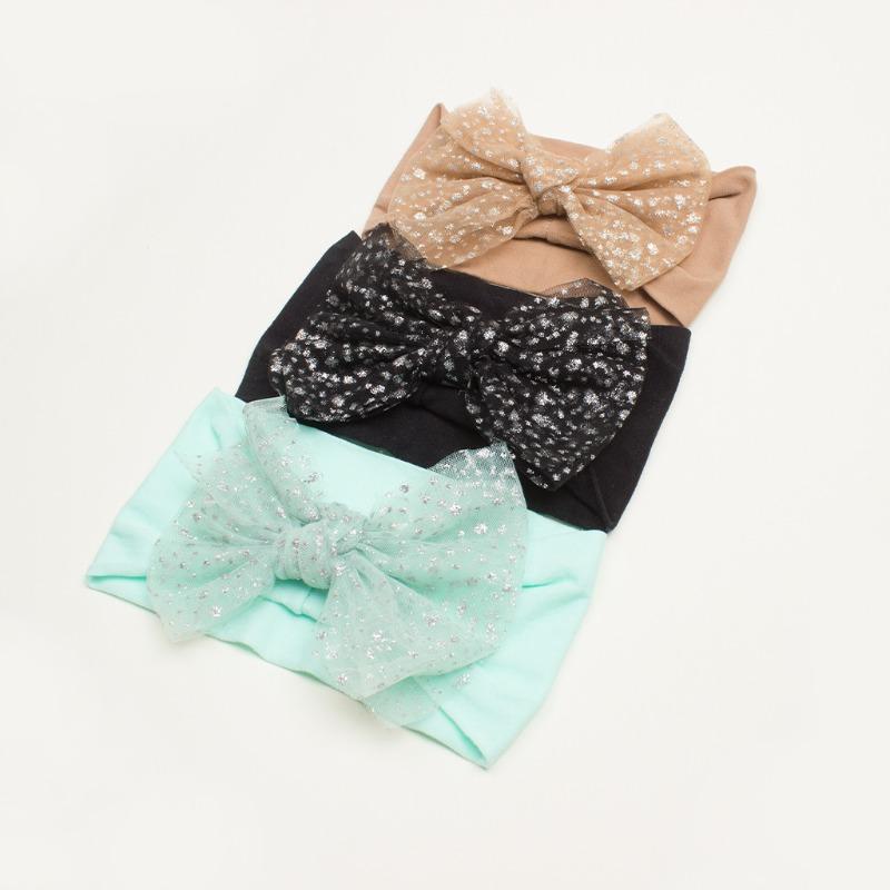 Summer New Baby Hair Accessories, Soft Nylon Mesh Bow Headband, Children's Seamless Headscarf Jewelry