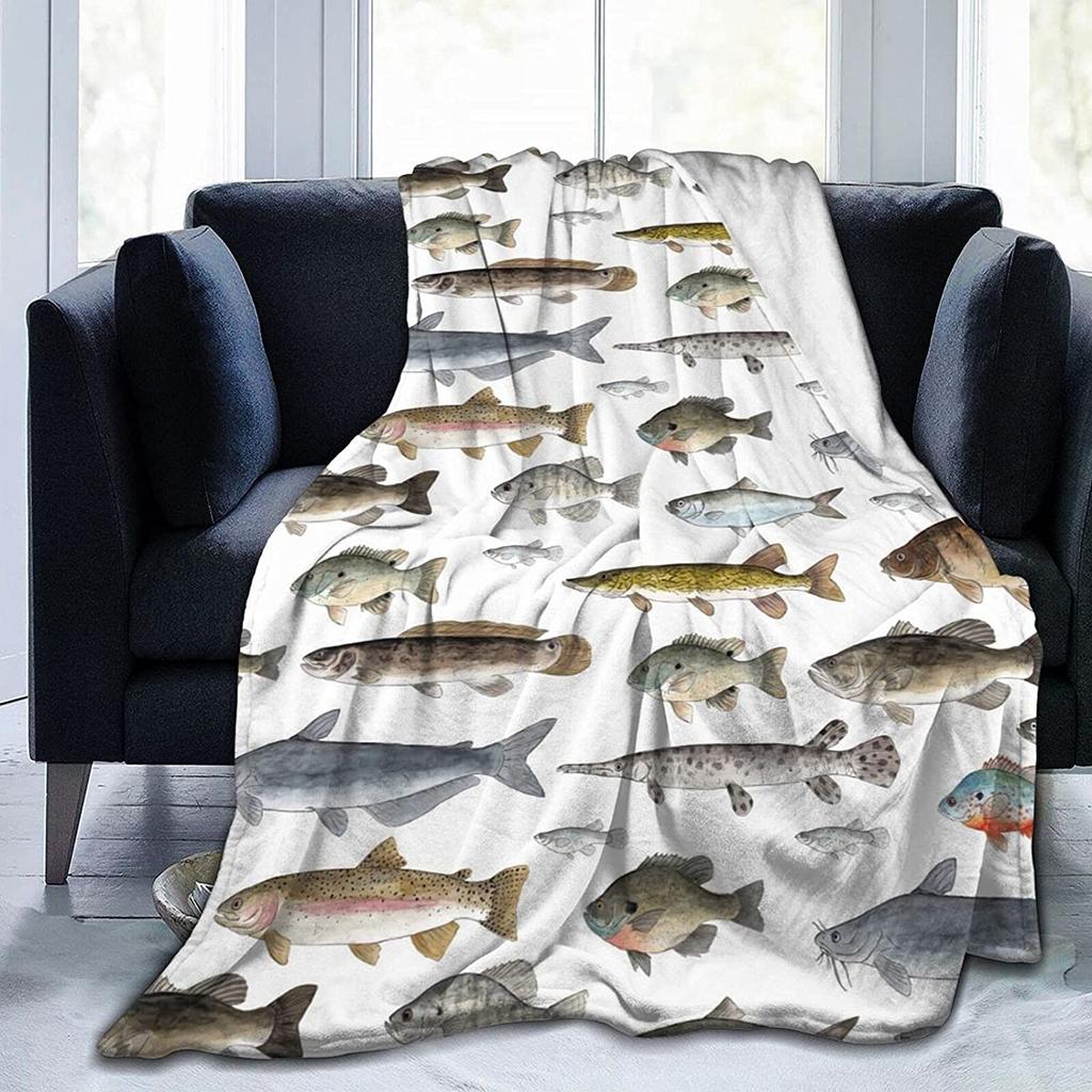 Fishing Blanket Largemouth Bass Jumping Out of Water Blanket Foldrable Throw Blanket Washable Couch Sofa Blanket Beach Blanket for Home Office