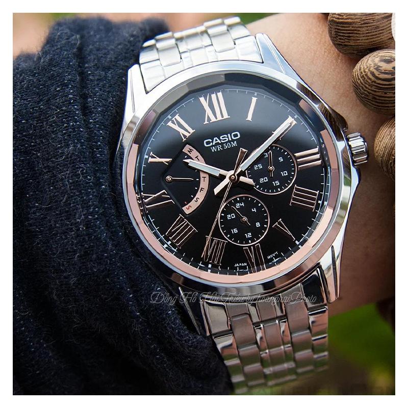 Casio Waterproof Date Display Quartz Movement Stainless Steel Strap Japanese and Korean Watch Men's Watch Black Dial MTP-E311DY-1AVDF