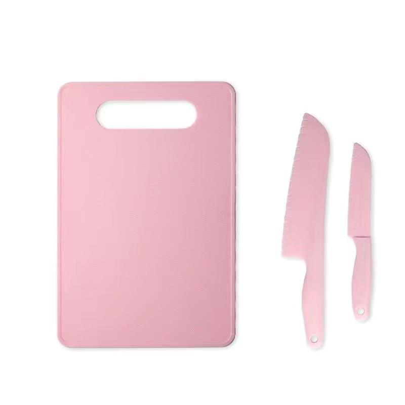 Available Kindergarten Plastic Kitchen & Fruit Knife Set for Kids - Includes Baby Fork & Vegetable Cutting Tools.