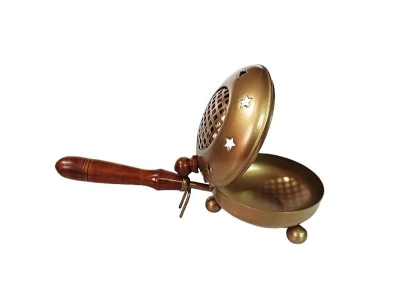 TreegoArt Iron Incense Loban Burner with Handle Dhoop Dhuni Burner for Home Office Temple Prayer - 6 Inches Length
