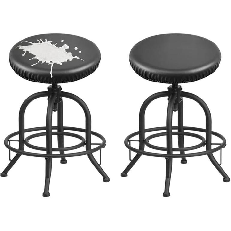 Водонепроницаемые чехлы для барных стульев, круглые чехлы на сиденье из ПУ-кожи, моющиеся чехлы-накидки на сиденье стула с эластичными резинками(2 упаковки, 2