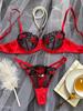 Sexy underwear French ultra-thin embroidered mesh erotic underwear set with large breasts and small anti-sagging bras for women