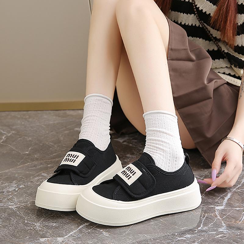 Fashion CRLAYDK Classic Canvas Tennis Shoes for Women Low Top Casual Platform Sneakers Ladies Hook&Loop Fashion Walking Soft Loafers