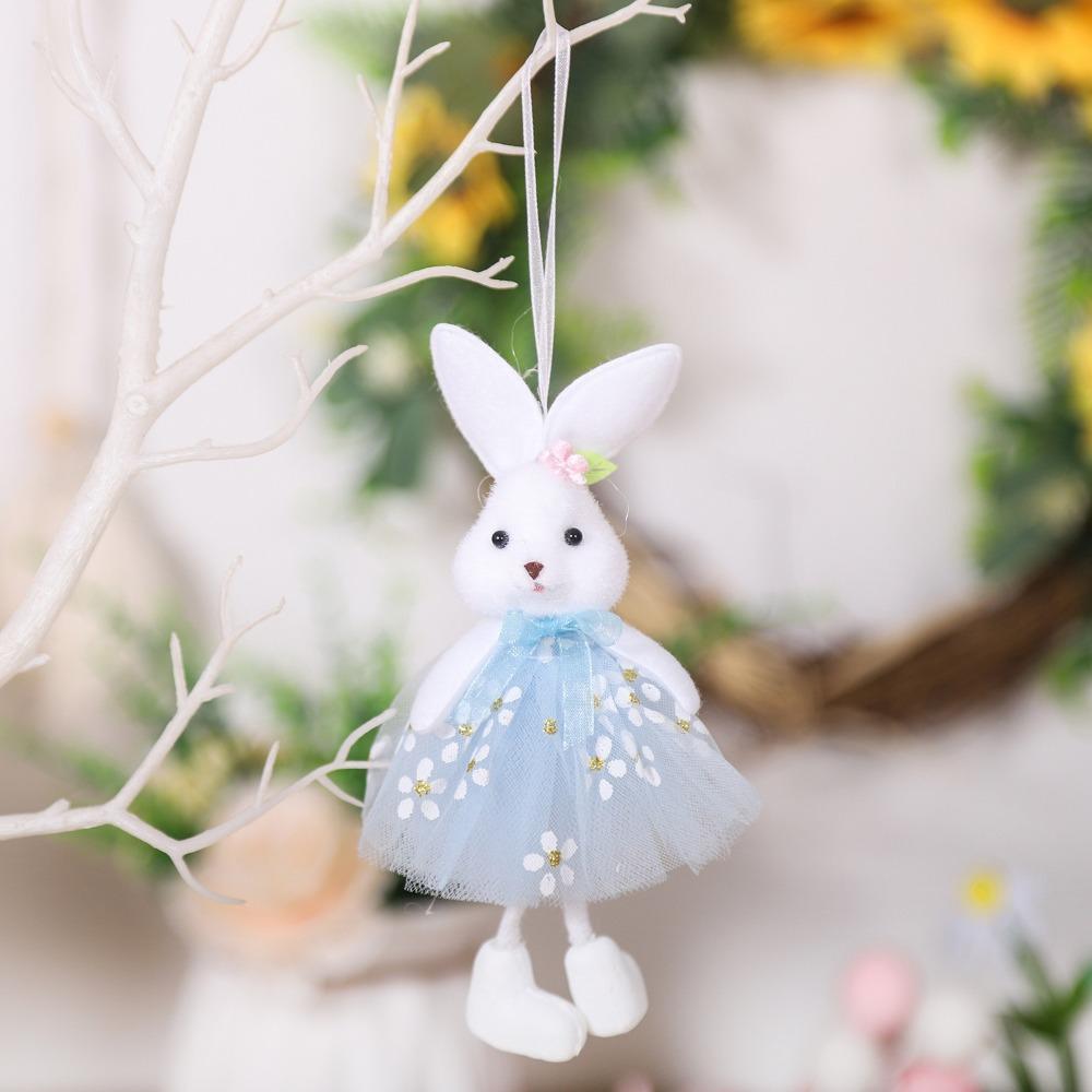 

Multi-Color Hanging Rabbit Pendant Handmade Easter Bunny Doll Flower Dress Bunny Home Decoration 5.91x3.15x1.18 in синій
