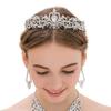 Bridal Princess Austrian Crystal Tiara Wedding Crown Veil Hair Accessory Silver