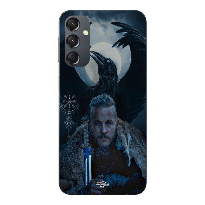 Coque de téléphone - MANIACASE - Samsung Galaxy A14 - Silicone TPU - Noir - Vikings ragnar lothbrok corbeau