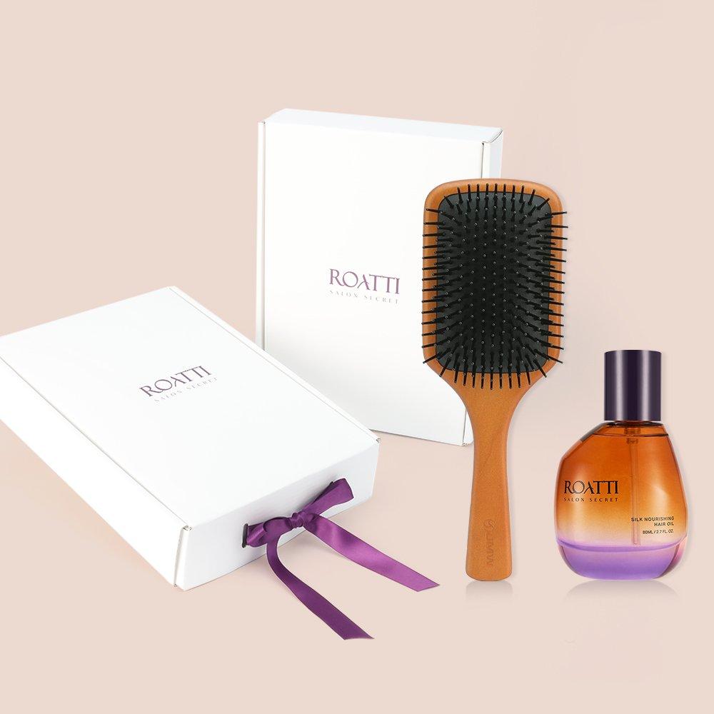 

[Gift_Gift Set] Angel Ring Hair Care JMW Paddle Wooden Brush + Roati Hair Oil 80ml Special Set