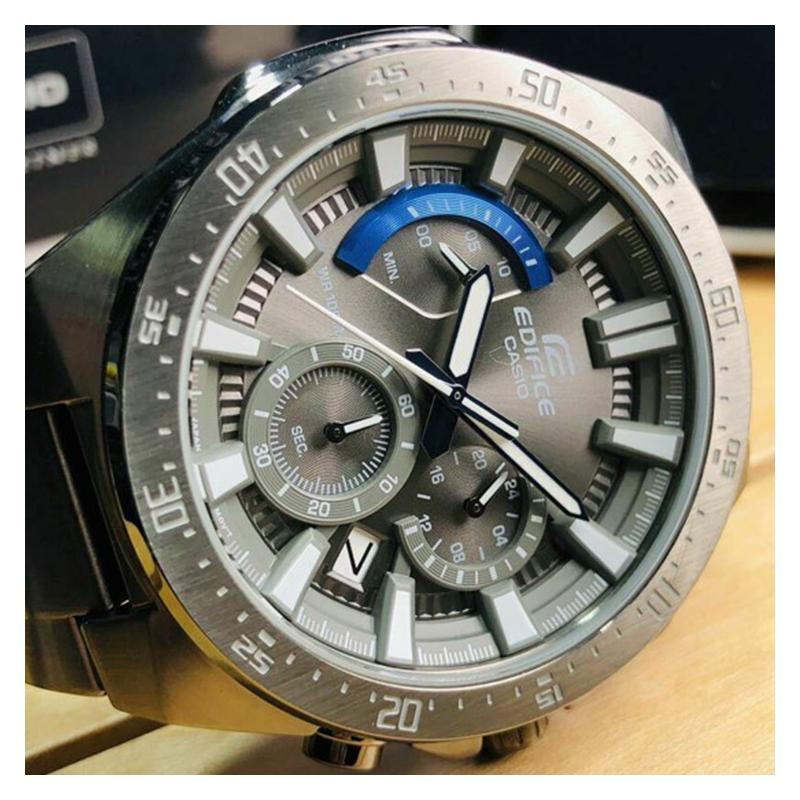Casio EDIFICE Series 100 Meters Waterproof Quartz Movement Stainless Steel Strap Japanese and Korean Watch Men's Watch Gray Dial EFR-563GY-1A