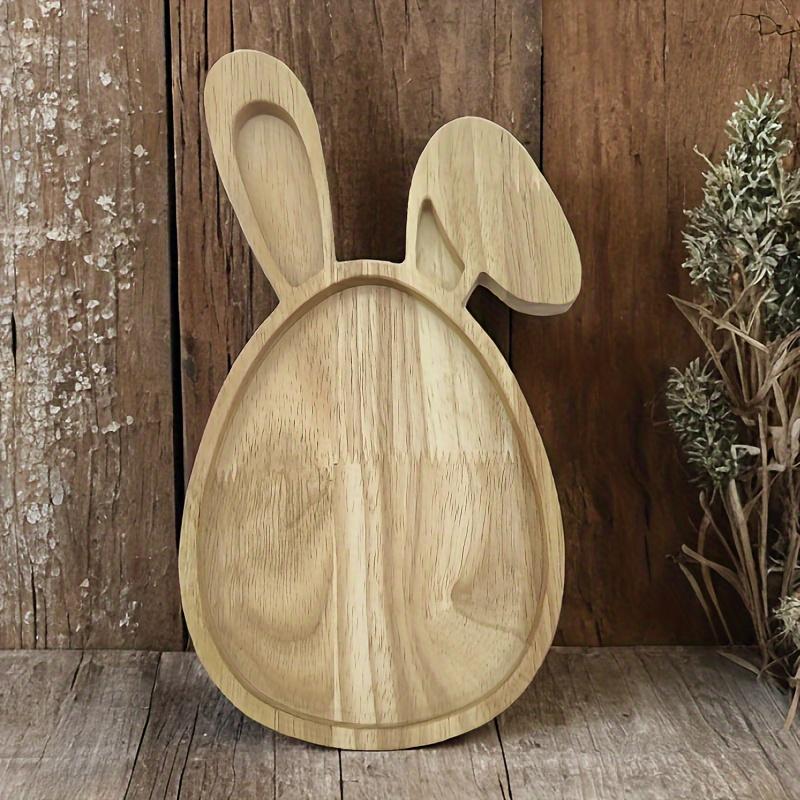 Easter Bunny-Shaped Wooden Serving Tray - Rabbit Design for Afternoon Tea & Snacks, Afternoon Tea Accessory, Rabbit Accessories
