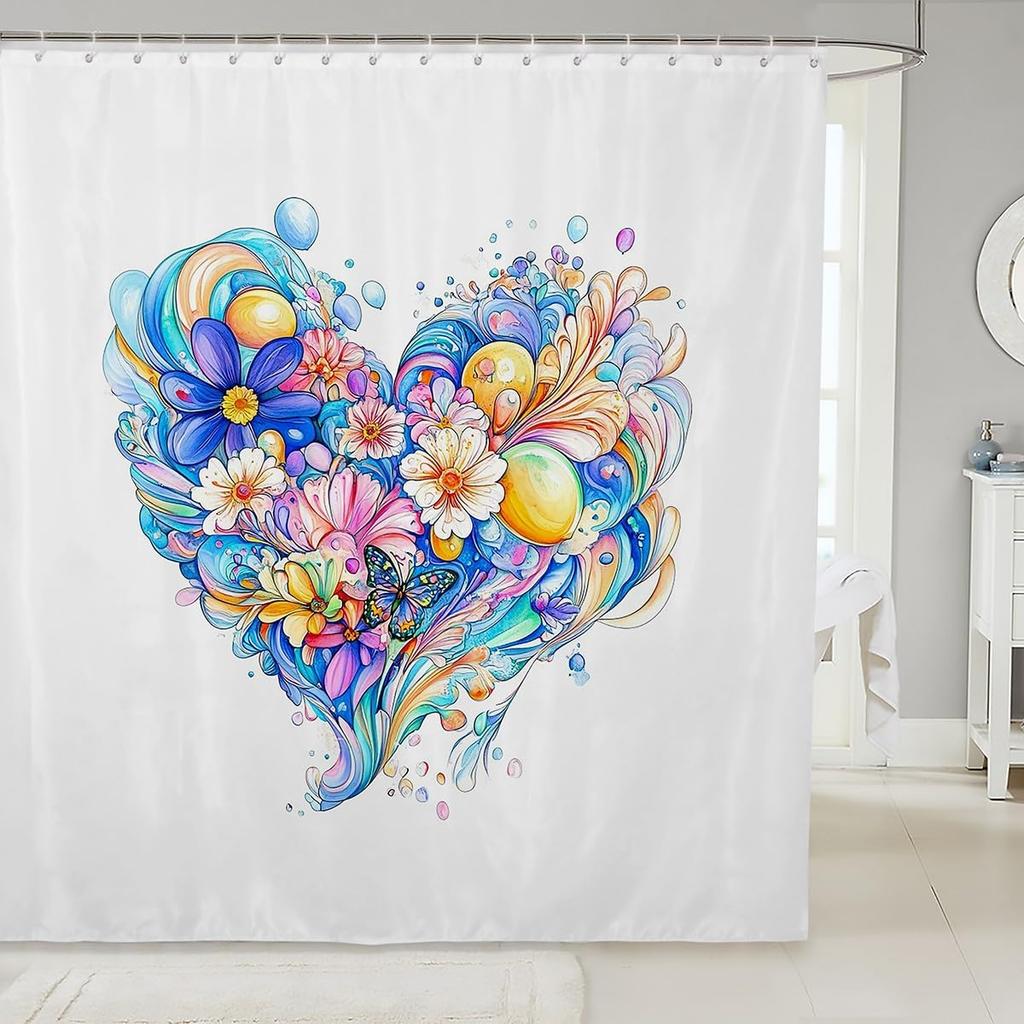 Funny Swimming Dog Fabric Shower Curtain Cute Pet Shower Curtain for Kids Ocean Theme Bathroom Waterproof Accessories with