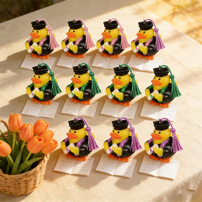 2Pcs Doctor Duck with Top Hat Graduation Party Decorations Cute Gifts Creative Car Ornaments Squeaky Bath Toy