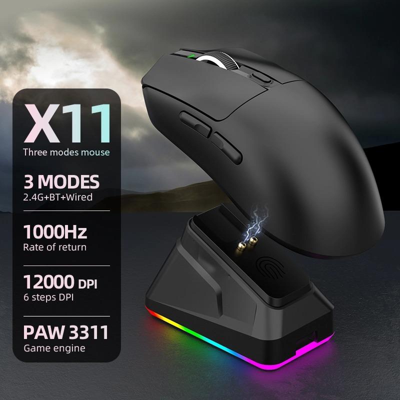 

X11 Lightweight RGB Gaming Mouse - Tri-Mode Wireless Bluetooth, PAW3311 Sensor, Rechargeable