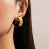 PuRui Trendy White/Black/Red C Shape Stud Earrings for Women New Acrylic Simple Earrings Ladies Party Wedding Zircon Gifts 2024