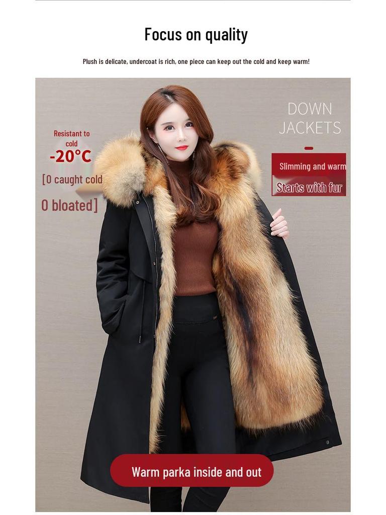 2024 Women's Eco-Friendly Leather Jacket with Detachable Fox Fur Lining