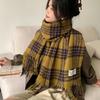 Red Plaid Scarf Autumn and Winter Women's Korean Style Atmosphere Scarf Plush Shawl Outer Wear New High End Feel