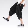 Men's Summer Fashion Leisure Color Cotton Linen Loose Calf-Length Pants