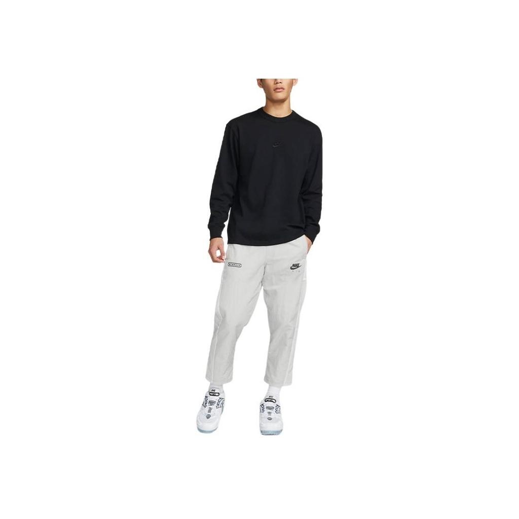 Nike Sportswear Premium Essentials Solid Crewneck Long Sleeve T-Shirt Men Tops Black DO7391-010