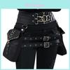 Gearduke Damen Steam Punk Hüfttasche Trendiges PU-Leder mit Nähten und Nieten-Details