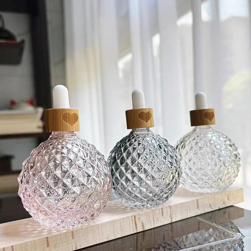 100ML Large Capacity Glass Essential Oil Dropper Bottle with Bamboo Lid