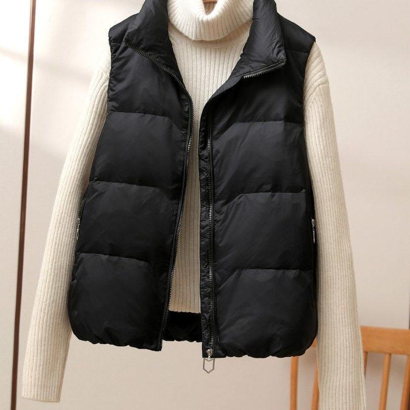 Women's High Waist Down Cotton Vest - 2025 Korean Style Autumn/Winter Loose Fashion Waistcoat